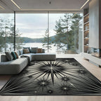 Monochromatic Starburst Radiating Rays Rug