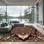 Crimson Gold Floral Medallion Rug