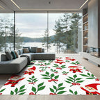 Whimsical Gnomes Red Holly Branches Rug
