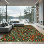 Deep Forest Ornate Mandala Rug