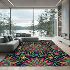 Vibrant Floral Mandala Geometric Tile Rug
