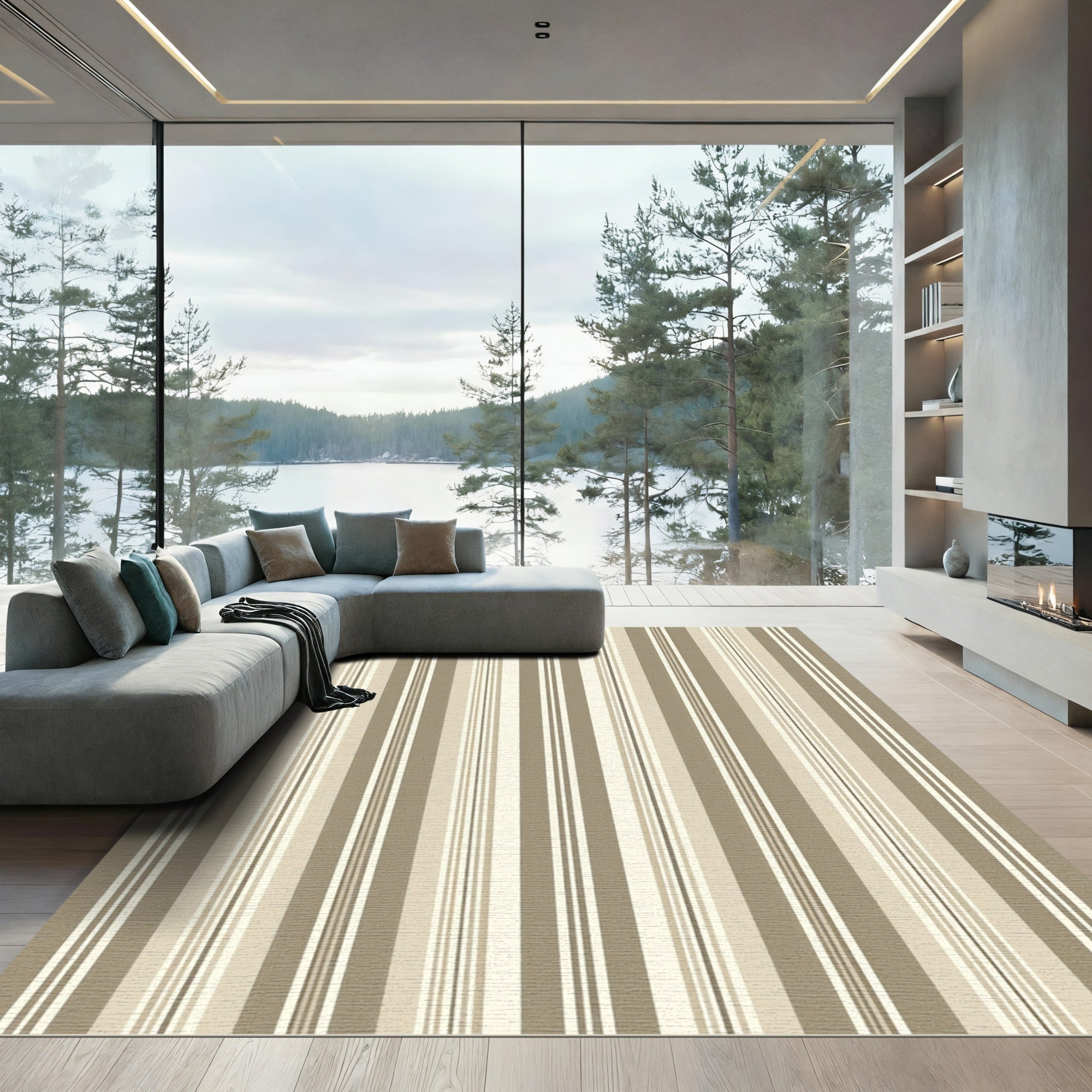 Neutral Tones Vertical Stripe Rug