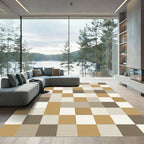 Modern Neutral Earth Tone Checkerboard Rug