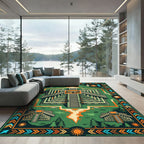 Green Pyramid Ancient Civilization Landscape Rug