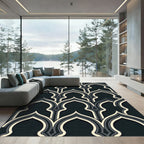 Arched Charcoal and Slate Geometric Overlay Rug