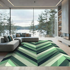 Modern Chevron Geometric Sage Green Rug