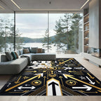 Monochrome Gold Abstract Geometric Arrow Composition Rug