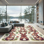 Whimsical Brown Bunny Meadow Garden Rug