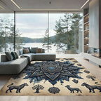 Celestial Blue Starry Ancient Totem Rug