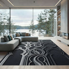 Sophisticated Silver Interlocking Arch Rug