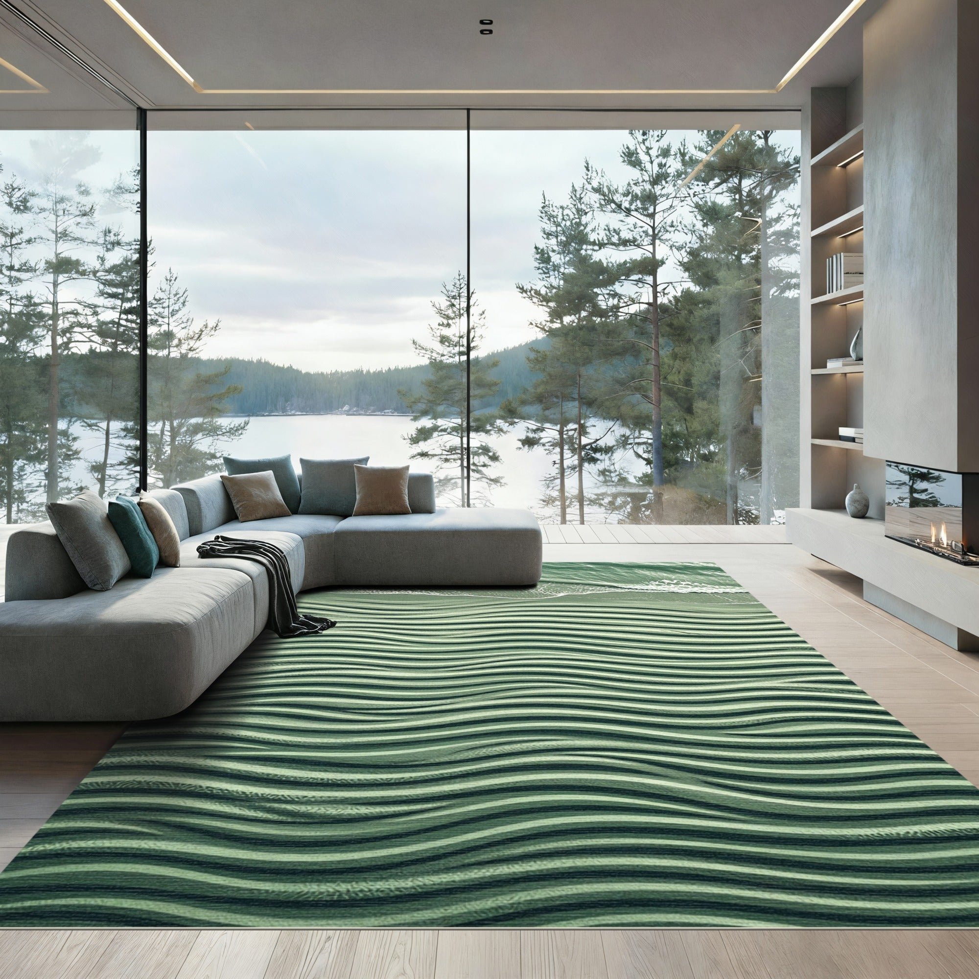 Serene Sage Tidal Wave Ripple Rug