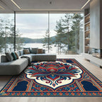 Crimson Blue Lotus Archway Rug