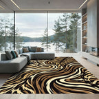 Fluid Golden Brown Abstract Animal Wave Rug