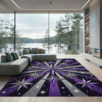 Celestial Purple Starburst Geometric Art Rug