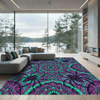 Gothic Neon Purple Spider Mandala Rug