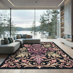 Ornate Mauve Rose Damask Circular Medallion Rug