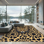 Golden Leopard Flower Burst Rug