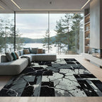 Monochromatic Cracked Abstract Geometric Urban Art Rug
