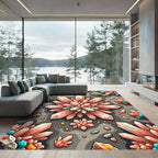 Radiant Peach Crystal Gemstone Cluster Rug