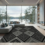 Geometric Black Diamond Tribal Rug