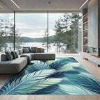Coastal Blue Feathered Cascade Rug