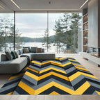 Bold Yellow and Gray Chevron Zigzag Rug