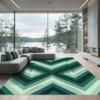 Geometric Green Layered Chevron Rug