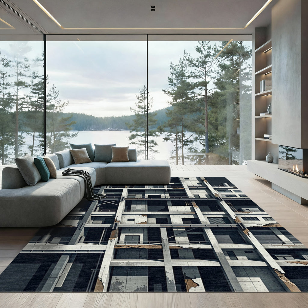Urban Brutalist Concrete Open Structure Rug