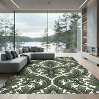 Elegant Forest Green Acanthus Scroll Rug