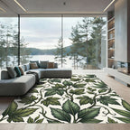 Deep Green Leaf Vine Composition Rug