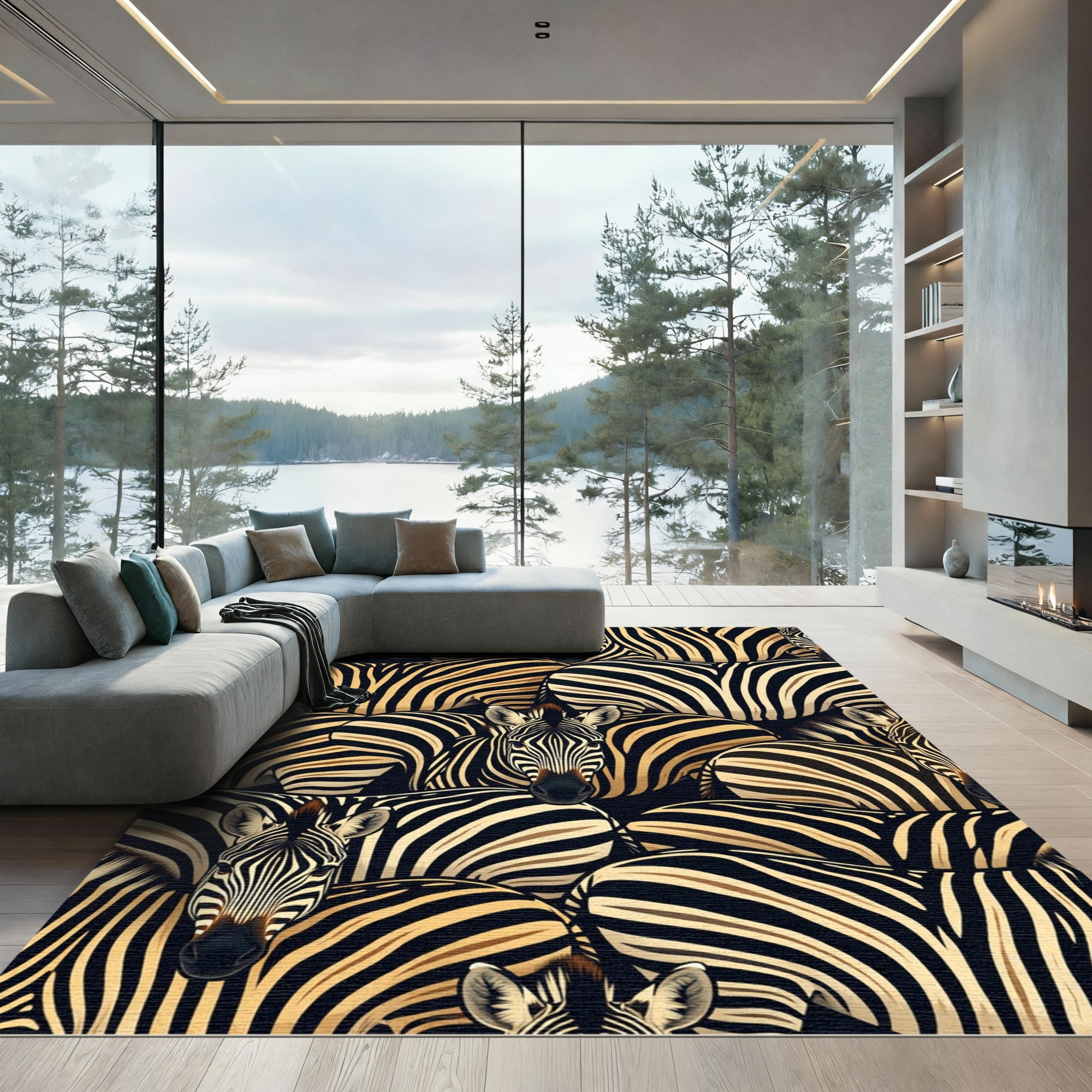 Bold Zebra Animal Stripe Monochrome Rug