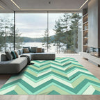 Teal Mint Chevron Layered Rug
