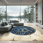 Blue Floral Barn Cottage Medallion Rug