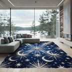 Celestial Silver Moon and Starry Sky Rug