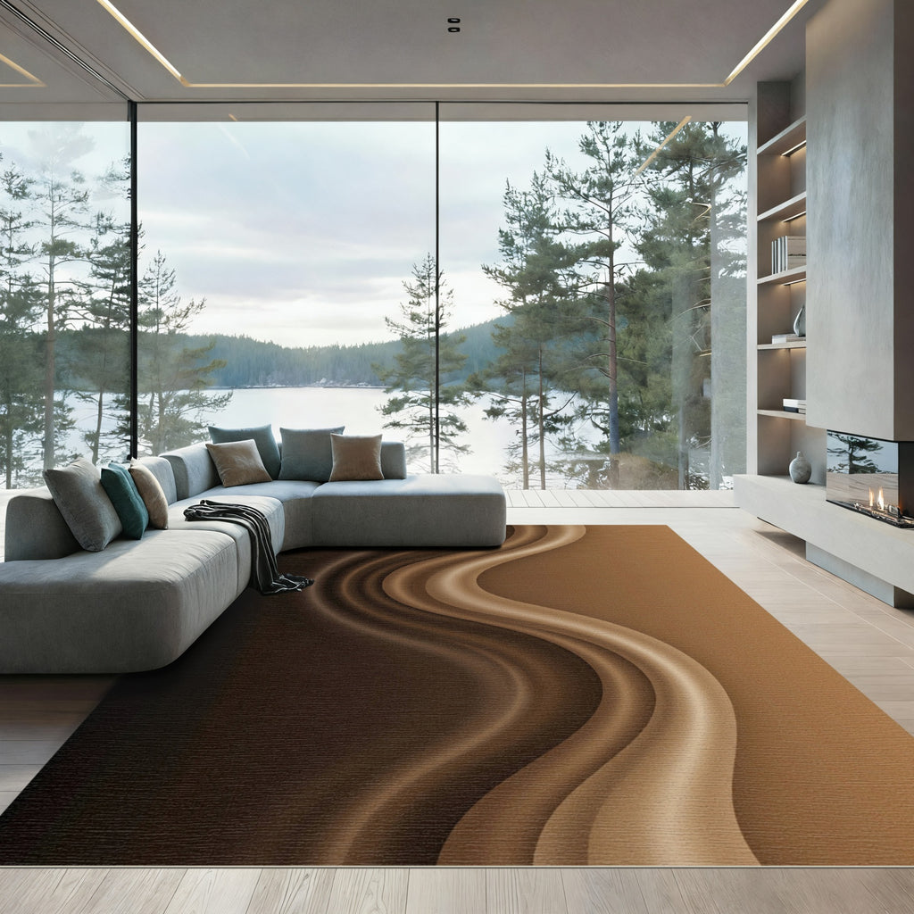Rich Brown Swirl Drapery Rug