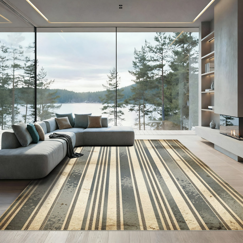 Vintage Tonal Stripe Texture Rug