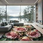 Romantic Blush Rose Bouquet Floral Rug