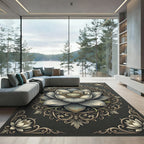 Vintage Lotus Floral Embossed Rug