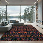 Bold Terracotta Geometric Aztec Inspired Rug