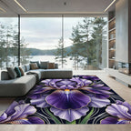Deep Purple Iris Floral Art Rug