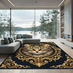 Regal Golden Cat Ornate Frame Rug