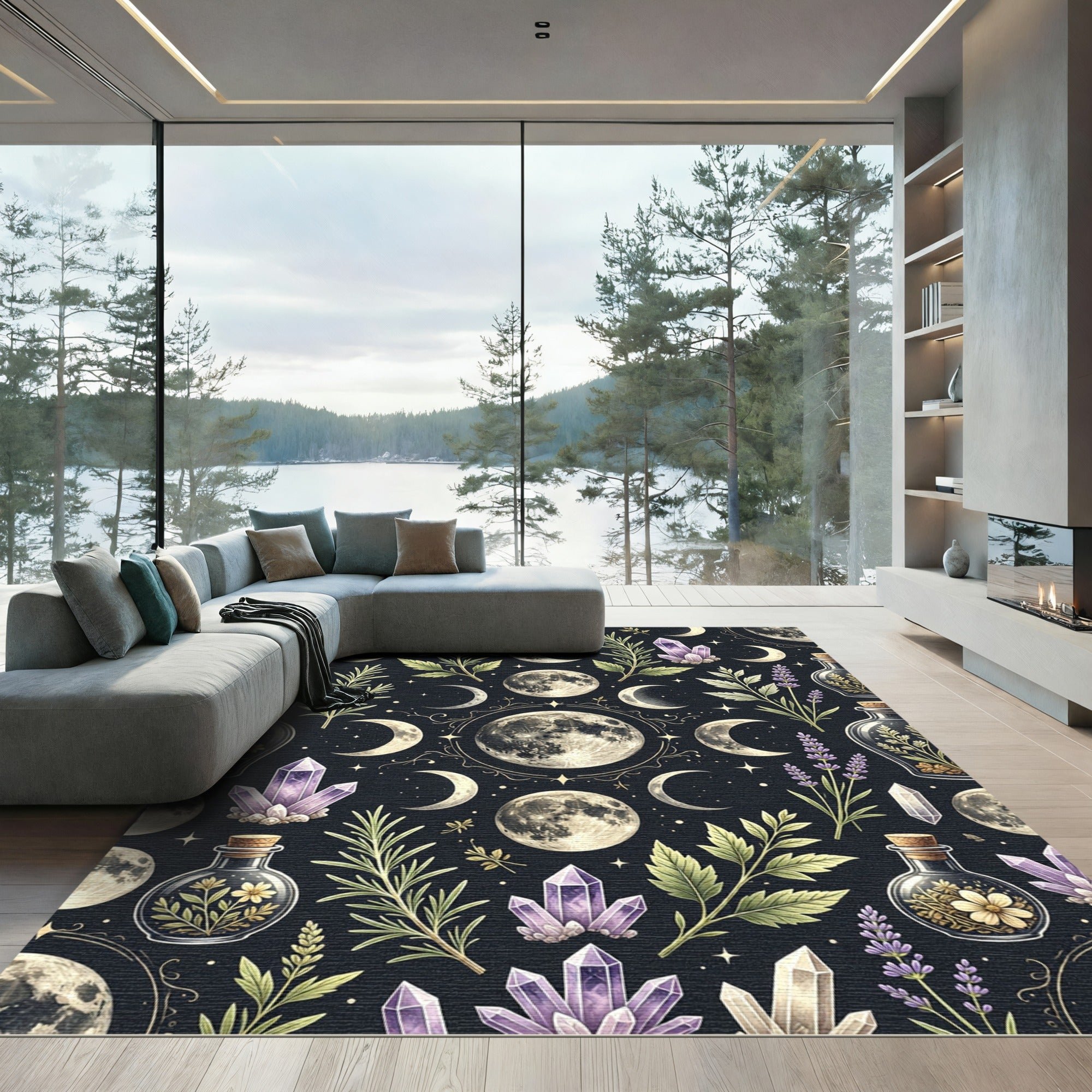 Celestial Moon Crystal and Herbal Alchemy Rug