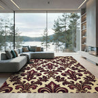 Rich Burgundy Fleur-de-lis Damask Rug