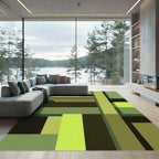 Green Geometric Abstract Rectangles Rug