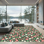 Modern Terrazzo Green and Coral Mosaic Rug