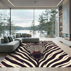 Zebra Stripe Portrait Black And Beige Rug