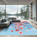 Pink Cherry Blossom Branch Floral Rug