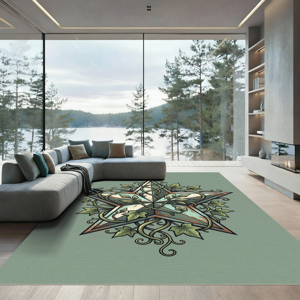 Rustic Weathered Star Encircled with Ivy Rug