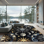Celestial Sun Moon Stars Cosmic Rug
