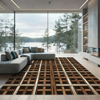 Rustic Wood Weave Grid Rug